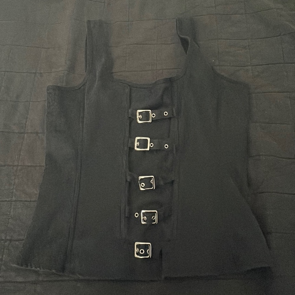 Super Low Fat Black Pattered Corset Top